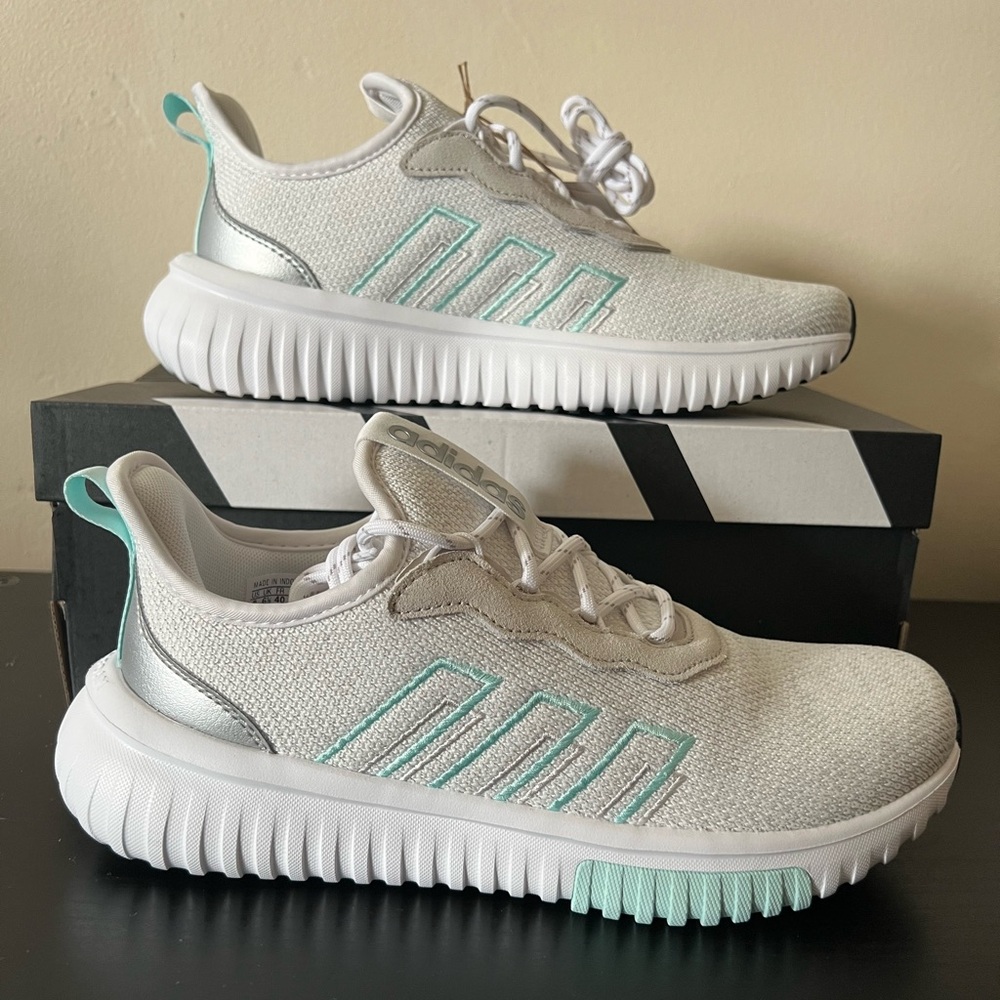 adidas Kaptir Flow 2.0 Sneakers Semi Flash Aqua/White JR8502 Women’s Size 8 BNIB